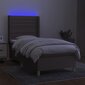 vidaXL atsperu gulta ar matraci, LED, pelēkbrūns audums, 80x200 cm цена и информация | Gultas | 220.lv