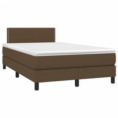 vidaXL atsperu gulta ar matraci, LED, tumši brūns audums, 120x200 cm cena un informācija | Gultas | 220.lv