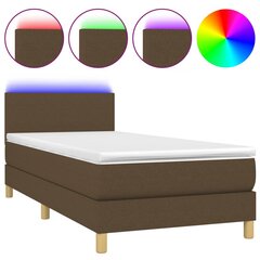 vidaXL atsperu gulta ar matraci, LED, tumši brūns audums, 100x200 cm цена и информация | Кровати | 220.lv