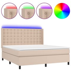 vidaXL atsperu gulta ar matraci, LED, kapučīno, 160x200 cm цена и информация | Кровати | 220.lv
