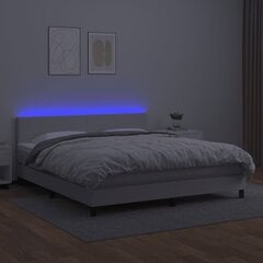 vidaXL atsperu gulta ar matraci, LED, balta, 180x200 cm, mākslīgā āda цена и информация | Кровати | 220.lv