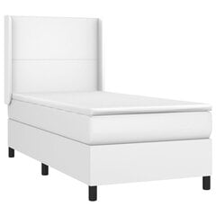 vidaXL atsperu gulta ar matraci, LED, balta, 90x190 cm, mākslīgā āda цена и информация | Кровати | 220.lv