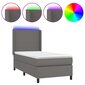vidaXL atsperu gulta ar matraci, LED, pelēka, 90x190 cm, mākslīgā āda cena un informācija | Gultas | 220.lv