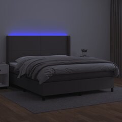 vidaXL atsperu gulta ar matraci, LED, pelēka, 160x200 cm, mākslīgā āda цена и информация | Кровати | 220.lv