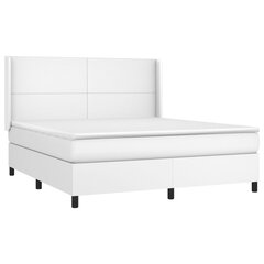 vidaXL atsperu gulta ar matraci, LED, balta, 180x200 cm, mākslīgā āda цена и информация | Кровати | 220.lv