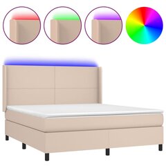 vidaXL atsperu gulta ar matraci, LED, kapučīno, 180x200 cm цена и информация | Кровати | 220.lv