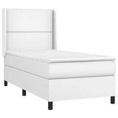 vidaXL atsperu gulta ar matraci, LED, balta, 90x200 cm, mākslīgā āda цена и информация | Кровати | 220.lv