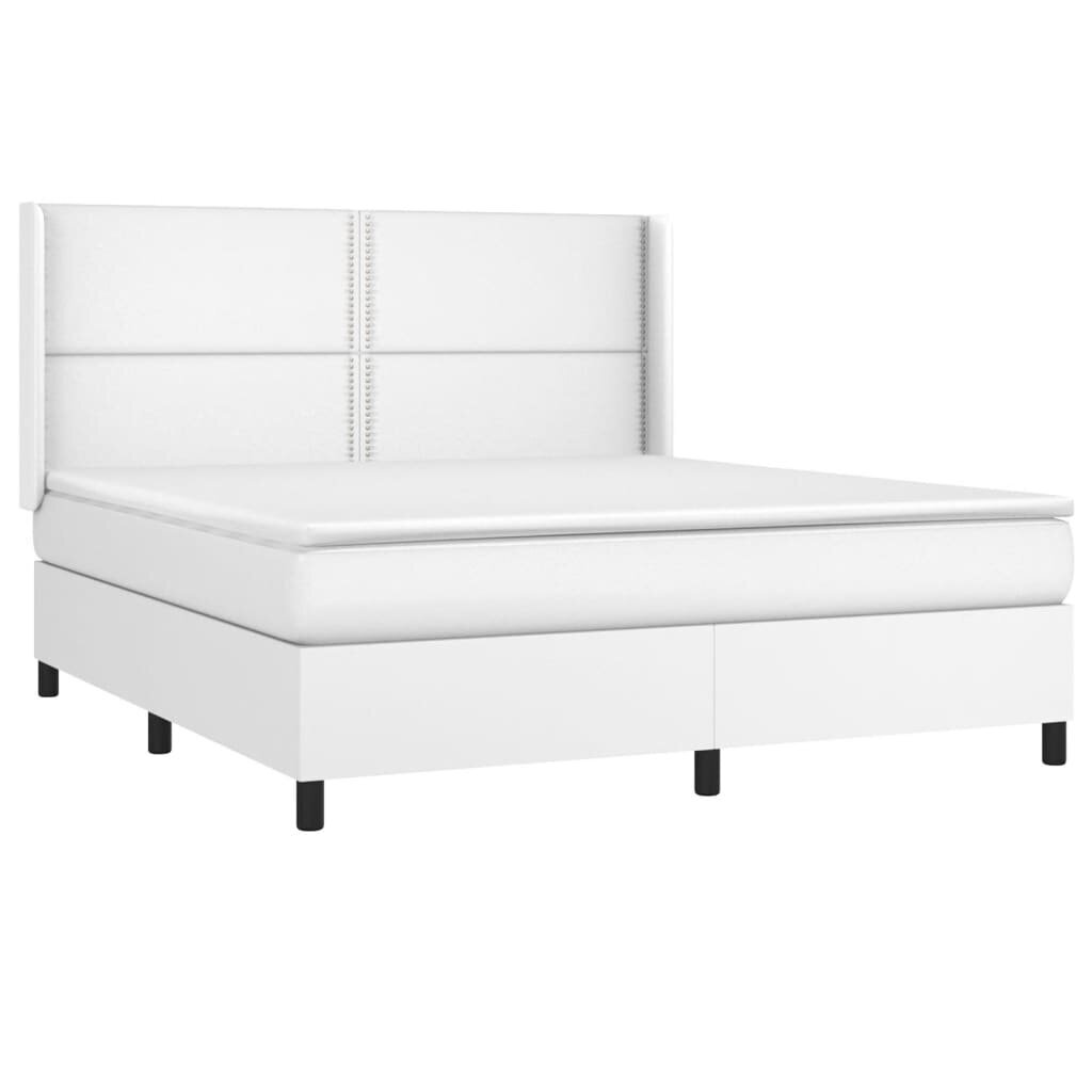 vidaXL atsperu gulta ar matraci, LED, balta, 160x200 cm, mākslīgā āda цена и информация | Gultas | 220.lv