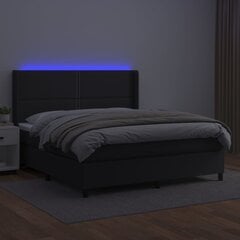 vidaXL atsperu gulta ar matraci, LED, melna, 180x200 cm, mākslīgā āda цена и информация | Кровати | 220.lv