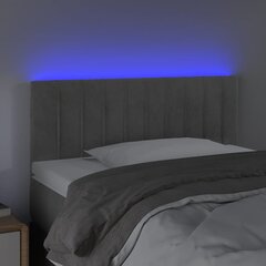 vidaXL gultas galvgalis ar LED, 80x5x78/88 cm, gaiši pelēks samts cena un informācija | Gultas | 220.lv