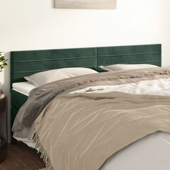 vidaXL gultas galvgaļi, 2 gab., 90x5x78/88 cm, tumši zaļš samts cena un informācija | Gultas | 220.lv