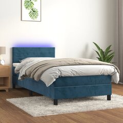 vidaXL atsperu gulta ar matraci, LED, tumši zils samts, 80x200 cm цена и информация | Кровати | 220.lv