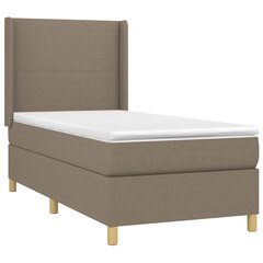 vidaXL atsperu gulta ar matraci, LED, pelēkbrūns audums, 90x190 cm cena un informācija | Gultas | 220.lv
