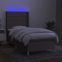 vidaXL atsperu gulta ar matraci, LED, pelēkbrūns audums, 90x190 cm цена и информация | Кровати | 220.lv
