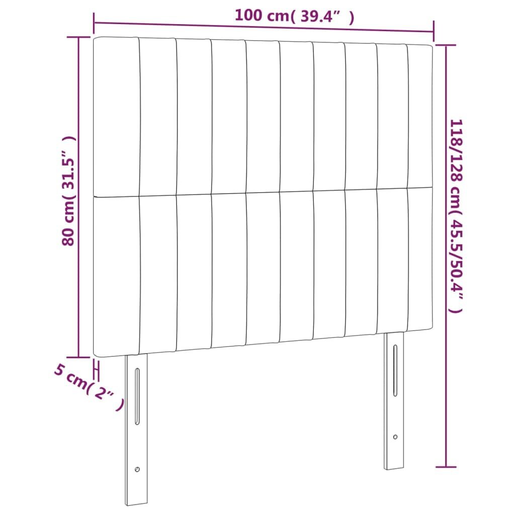 vidaXL gultas galvgalis ar LED, 100x5x118/128 cm, rozā samts cena un informācija | Gultas | 220.lv