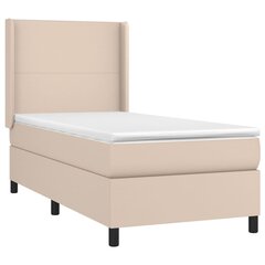 vidaXL atsperu gulta ar matraci, LED, kapučīno, 80x200cm, mākslīgā āda cena un informācija | Gultas | 220.lv