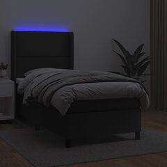 vidaXL atsperu gulta ar matraci, LED, melna, 80x200 cm, mākslīgā āda цена и информация | Кровати | 220.lv