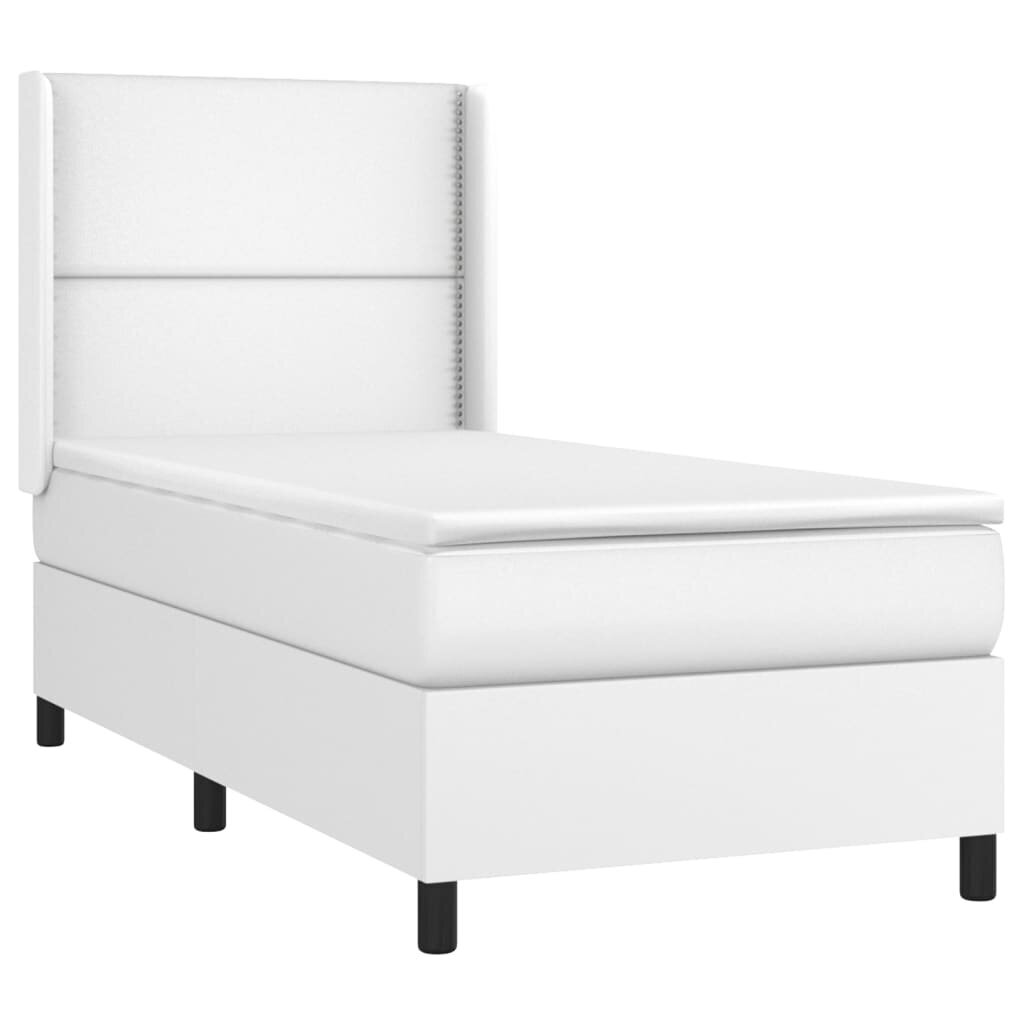 vidaXL atsperu gulta ar matraci, LED, balta, 80x200 cm, mākslīgā āda цена и информация | Gultas | 220.lv