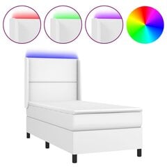 vidaXL atsperu gulta ar matraci, LED, balta, 80x200 cm, mākslīgā āda цена и информация | Кровати | 220.lv