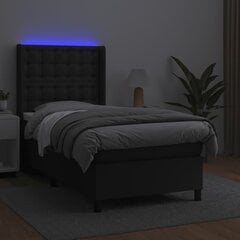 vidaXL atsperu gulta ar matraci, LED, melna, 80x200 cm, mākslīgā āda цена и информация | Кровати | 220.lv