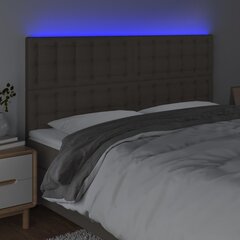vidaXL gultas galvgalis ar LED, 160x5x118/128 cm, pelēkbrūns audums cena un informācija | Gultas | 220.lv