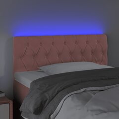 vidaXL gultas galvgalis ar LED, 100x7x78/88 cm, rozā samts cena un informācija | Gultas | 220.lv