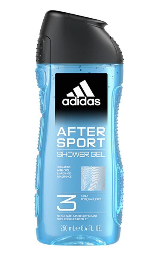 Dušas želeja Adidas After Sport, 250 ml цена и информация | Dušas želejas, eļļas | 220.lv