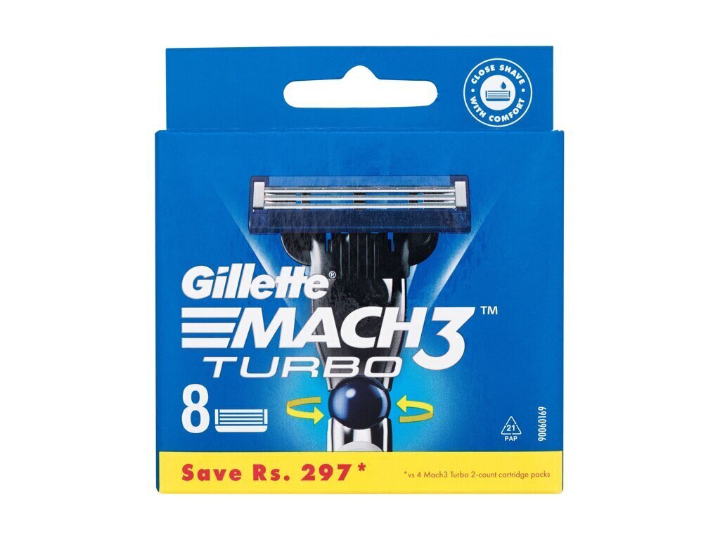 Skuvekļa galviņas Gillette Mach 3 Turbo, 8 gab. cena un informācija | Skūšanās piederumi, kosmētika | 220.lv