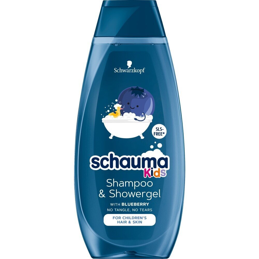 Šampūns visiem matu tipiem un dušas želeja bērniem Blueberry Schauma Kids Shampoo and Shower Gel, 400 ml cena un informācija | Bērnu kosmētika, līdzekļi jaunajām māmiņām | 220.lv