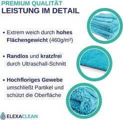 Elexaclean Polications, Dubachers, Cloths Microfiber без оправдания, без царапин (4 штуки, 40x40 см). Пушистая ткань премиум-класса для автомобиля, краски, интерьер, домашнее хозяйство цена и информация | Чистящие средства | 220.lv