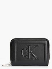 Женский кошелек CALVIN KLEIN Sculpted Med Zip Around Pipping Black 545008772 цена и информация | Женские кошельки, держатели для карточек | 220.lv