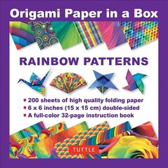 Origami Paper in a Box - Rainbow Patterns: 200 Sheets of Tuttle Origami Paper: 6x6 Inch High-Quality Origami Paper Printed with 10 Different Patterns: 32-page Instructional Book of 12 Projects cena un informācija | Grāmatas par veselīgu dzīvesveidu un uzturu | 220.lv