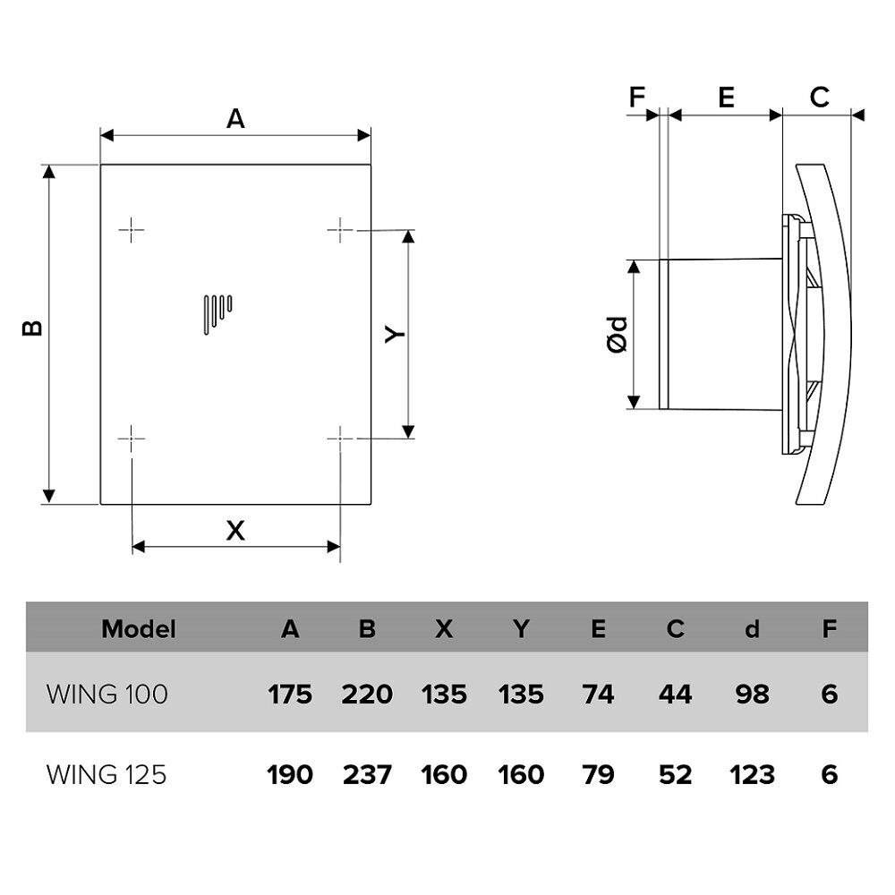 Vannas istabas izplūdes ventilators Vlano WING cena un informācija | Ventilatori vannas istabai | 220.lv