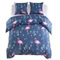 vidaXL gultasveļas komplekts, flamingo, zils ar rozā, 200x200/80x80 cm cena un informācija | Gultas veļas komplekti | 220.lv