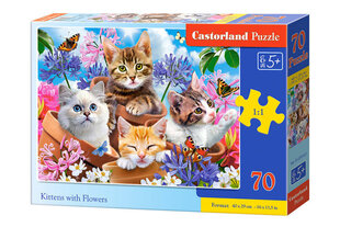 Пазл Castorland Kittens with Flowers, 70 деталей цена и информация | Пазлы | 220.lv