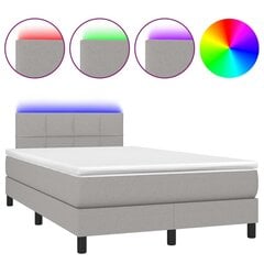 vidaXL atsperu gulta ar matraci, LED, gaiši pelēks audums, 120x200 cm cena un informācija | Gultas | 220.lv