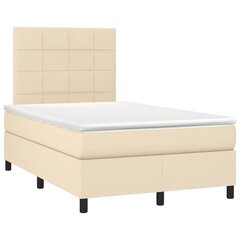 vidaXL atsperu gulta ar matraci, LED, krēmkrāsas audums, 120x200 cm cena un informācija | Gultas | 220.lv