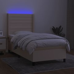 vidaXL atsperu gulta ar matraci, LED, krēmkrāsas audums, 80x200 cm цена и информация | Кровати | 220.lv