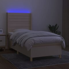 vidaXL atsperu gulta ar matraci, LED, krēmkrāsas audums, 80x200 cm цена и информация | Кровати | 220.lv