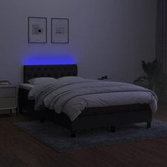 vidaXL atsperu gulta ar matraci, LED, melns audums, 120x200 cm цена и информация | Кровати | 220.lv