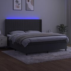 vidaXL atsperu gulta ar matraci, LED, tumši pelēks samts, 160x200 cm цена и информация | Кровати | 220.lv