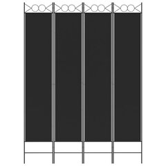 vidaXL 4-paneļu istabas aizslietnis, 160x220 cm, melns audums cena un informācija | Aizslietņi | 220.lv