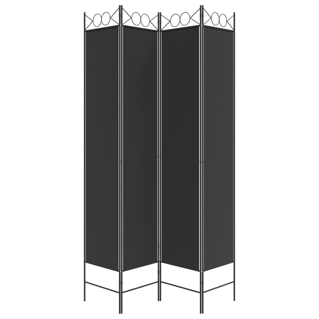 vidaXL 4-paneļu istabas aizslietnis, 160x220 cm, melns audums cena un informācija | Aizslietņi | 220.lv