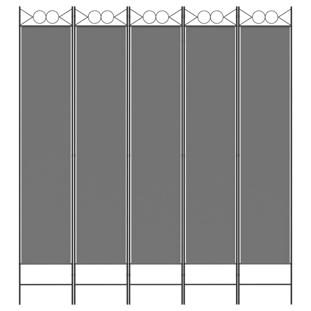 vidaXL 5-paneļu istabas aizslietnis, 200x220 cm, antracītpelēks audums cena un informācija | Aizslietņi | 220.lv