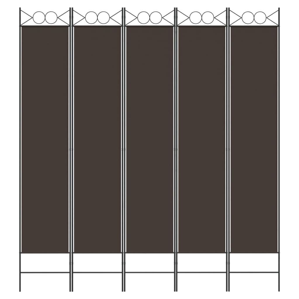 vidaXL 5-paneļu istabas aizslietnis, 200x220 cm, brūns audums cena un informācija | Aizslietņi | 220.lv