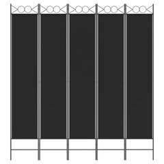 vidaXL 5-paneļu istabas aizslietnis, 200x220 cm, melns audums cena un informācija | Aizslietņi | 220.lv