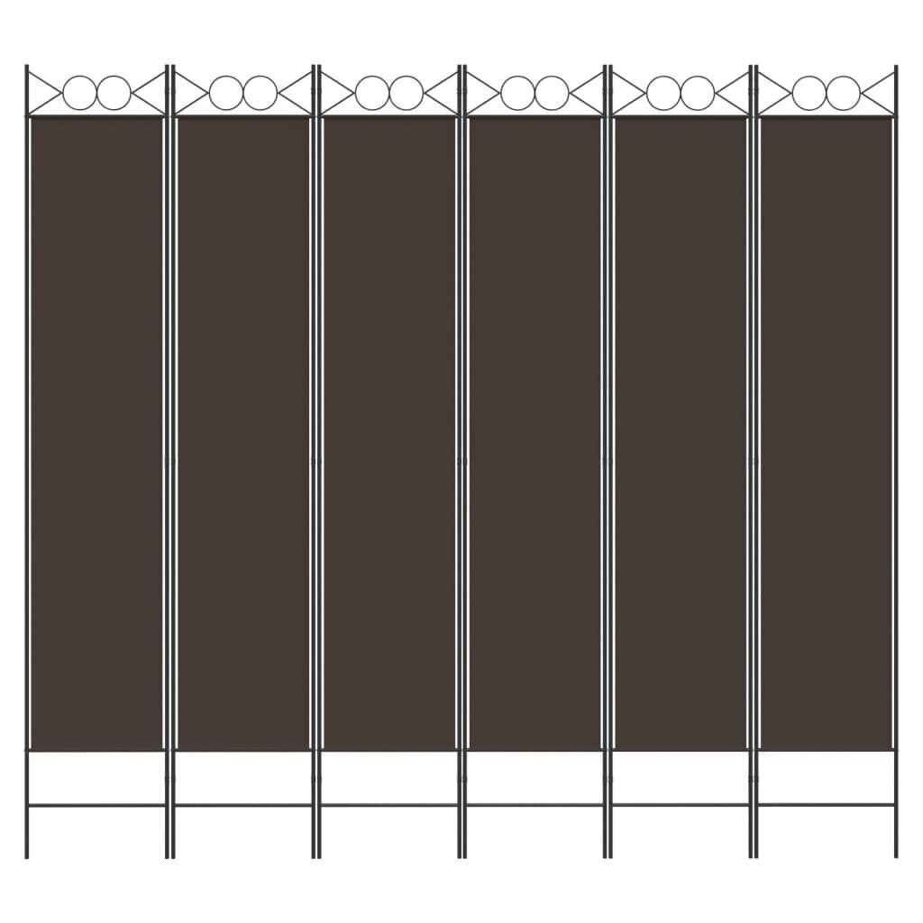 vidaXL 6-paneļu istabas aizslietnis, 240x220 cm, brūns audums cena un informācija | Aizslietņi | 220.lv