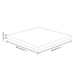 vidaXL kvadrātveida galda virsma, brūna, 80x80x4 cm, ozola masīvkoks cena un informācija | Virsmas galdiem | 220.lv