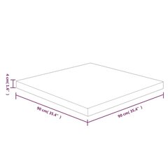 vidaXL kvadrātveida galda virsma, brūna, 90x90x4 cm, ozola masīvkoks cena un informācija | Virsmas galdiem | 220.lv