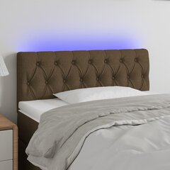 vidaXL gultas galvgalis ar LED, 100x7x78/88 cm, tumši brūns audums cena un informācija | Gultas | 220.lv